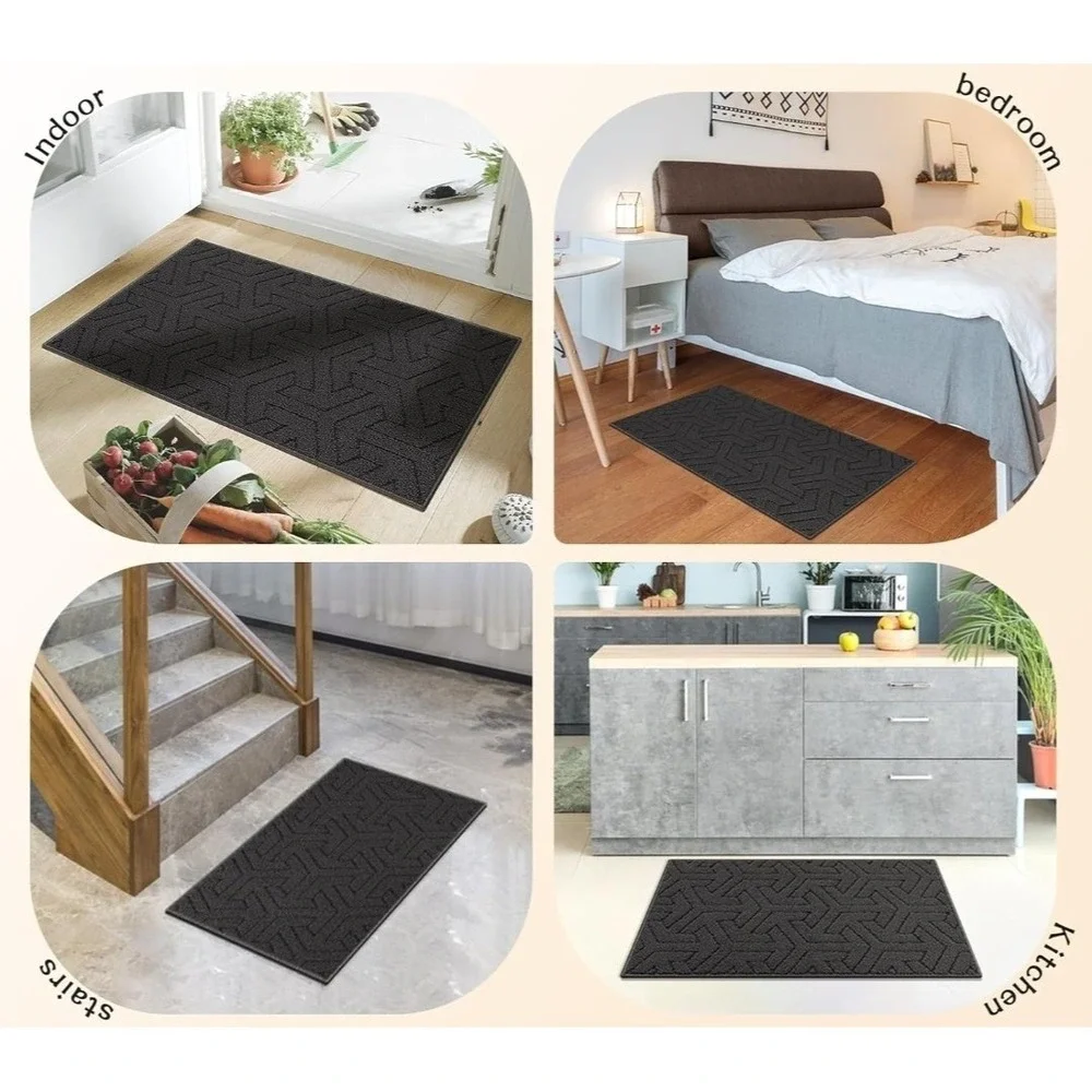 Villsure Door Mat, Non-Slip Entryway Mats Resist Dirt, 35 x 59, Gray
